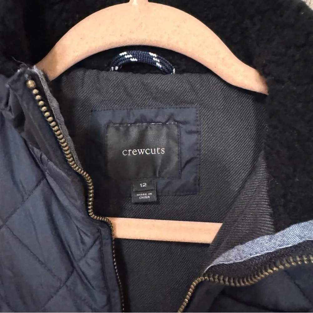 Crewcuts Navy Quilted Vest with Sherpa Collar